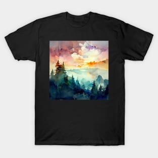 Watercolor Colorful Landscape Painting T-Shirt